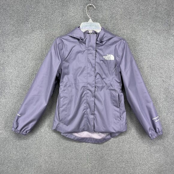 The North Face Jacket Girls Small 7/8 Purple DryVent Hooded Rain Windbreaker - Picture 1 of 16